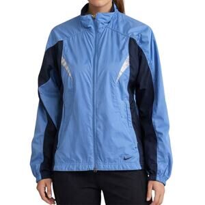 Vintage Nike Track Jacket Full Zip Windbreaker Y2K 90s Gray Tag Mesh Blue Small